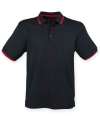 H482 Henbury Coolplus® Tipped Polo Shirt Black / Red colour image